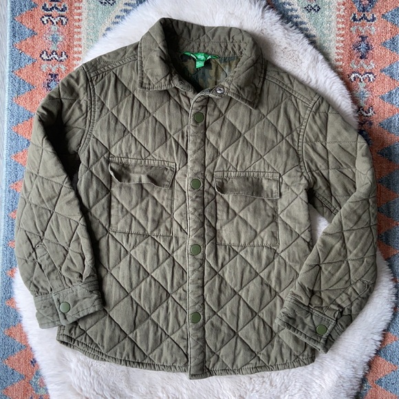 Dip boys quilted jacket army green twill utility shirt jacket kids medium 8/10 - Picture 12 of 14